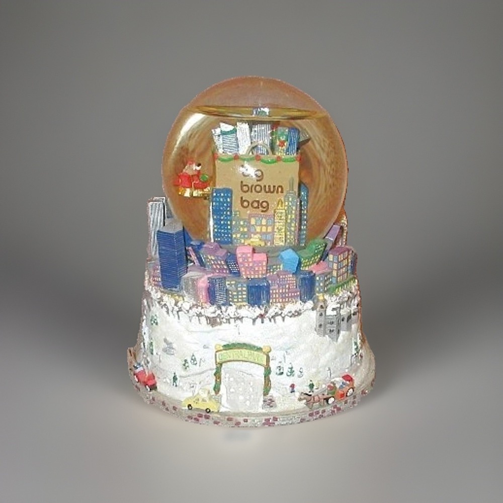 Bloomingdales Big Brown Bag NYC Musical Light Up Snow Globe Twin Towers Park